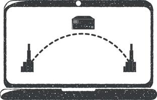 Computer Anwendung Paket Lieferung Vektor Symbol Illustration mit Briefmarke bewirken