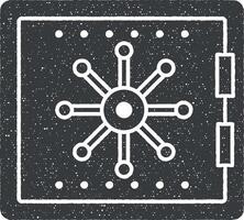 Bank, deposition, säker, säkerhet, kassaskåp glyf vektor ikon illustration med stämpel effekt
