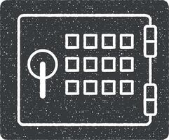 Bank, Kaution, sicher, Sicherheit, Geldschrank Glyphe Vektor Symbol Illustration mit Briefmarke bewirken