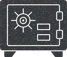 Bank, deposition, säker, säkerhet, kassaskåp glyf vektor ikon illustration med stämpel effekt