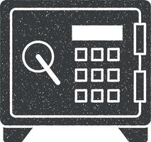 Bank, deposition, säker, säkerhet, kassaskåp glyf vektor ikon illustration med stämpel effekt