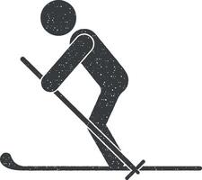 Skifahrer Vektor Symbol Illustration mit Briefmarke bewirken