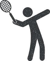tennis spelare vektor ikon illustration med stämpel effekt