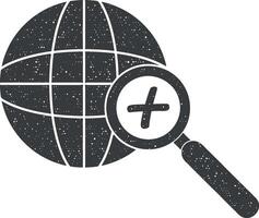 Globus erhöhen, ansteigen Zeichen Vektor Symbol Illustration mit Briefmarke bewirken