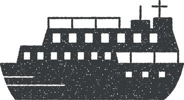 Wasser Transport, Kreuzfahrt Schiff Vektor Symbol Illustration mit Briefmarke bewirken