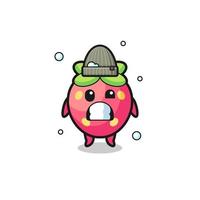 süße Cartoon-Erdbeere mit zitterndem Ausdruck vektor