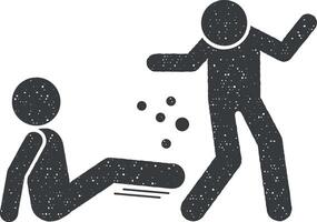Attacke Männer Bein Symbol Vektor Illustration im Briefmarke Stil