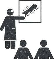 aedes, denguefeber, zika, läkare ikon vektor illustration i stämpel stil