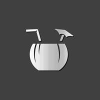 kokos dryck ikon i metallisk grå Färg stil. tropisk asiatiska. vektor