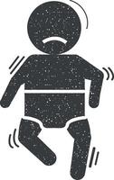 bebis, kramp, beslag ikon vektor illustration i stämpel stil
