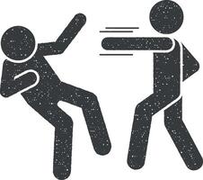 Kampf schlagen Männer Symbol Vektor Illustration im Briefmarke Stil