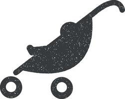 bebis, bebis bil, promenad ikon vektor illustration i stämpel stil