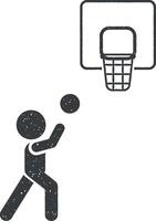 Ball, Basketball, spielen, Spiel Symbol Vektor Illustration im Briefmarke Stil