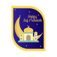 Lycklig eid mubarak hälsningar bricka illustration vektor