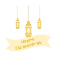 Lycklig eid mubarak hälsningar med lykta illustration vektor