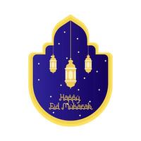 Lycklig eid mubarak hälsningar bricka illustration vektor