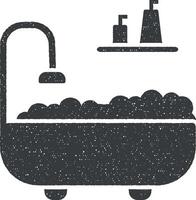 Badewanne, Dusche, Shampoo Symbol Vektor Illustration im Briefmarke Stil