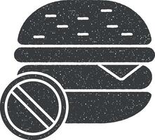 Nein Burger Essen Symbol Vektor Illustration im Briefmarke Stil