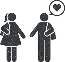 im Liebe, Mann, Frau, Schüler Symbol Vektor Illustration im Briefmarke Stil