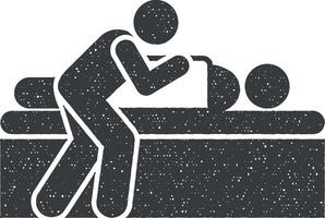 man död- säng sorg ikon vektor illustration i stämpel stil