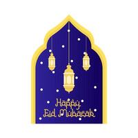 glücklich eid Mubarak Schöne Grüße Abzeichen Illustration vektor