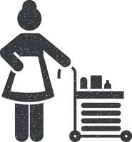 Reiniger, Hausmeister, Dienstmädchen, Hotel, Instandhaltung Symbol Vektor Illustration im Briefmarke Stil