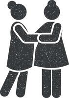 Freund, Mädchen, schwanger Symbol Vektor Illustration im Briefmarke Stil