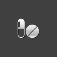 Tabletten Symbol im metallisch grau Farbe Stil. Vitamin Medizin Drogen vektor