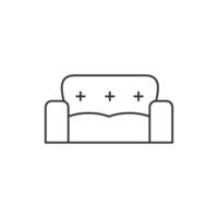 soffa ikon i tunn översikt stil vektor