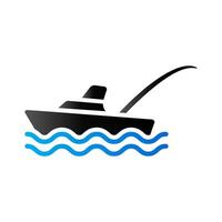 fiske båt ikon i duo tona Färg. sport rekreation fartyg transport vektor