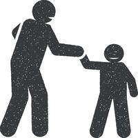 uppmuntra, förälder, familj, positiv ikon vektor illustration i stämpel stil