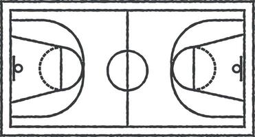 Basketball Feld Vektor Symbol Illustration mit Briefmarke bewirken