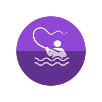 fiske ikon i platt Färg cirkel stil. sport fritid vatten hav rikare sjö flyga vektor