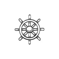 Hand gezeichnet skizzieren Symbol Schiff steuern Rad vektor