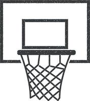 Basketball Korb Vektor Symbol Illustration mit Briefmarke bewirken