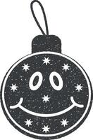 Weihnachten Lächeln Ball Vektor Symbol Illustration mit Briefmarke bewirken