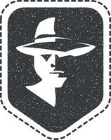 Detektiv Briefmarke schwarz und Weiß Vektor Symbol Illustration mit Briefmarke bewirken