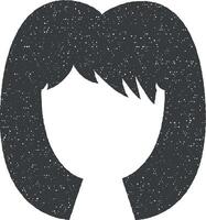 hår, kvinna, frisyr knäppt vektor ikon illustration med stämpel effekt
