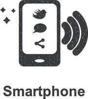 online Marketing, Smartphone Vektor Symbol Illustration mit Briefmarke bewirken