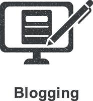 online Marketing, Bloggen Vektor Symbol Illustration mit Briefmarke bewirken