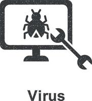uppkopplad marknadsföring, virus vektor ikon illustration med stämpel effekt