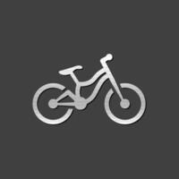 Berg Fahrrad Symbol im metallisch grau Farbe Stil. Sport erkunden Fahrrad vektor