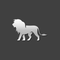 lejon ikon i metallisk grå Färg stil. däggdjur rovdjur Zoo vektor