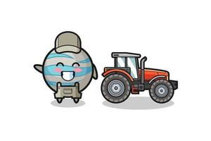 planetbondens maskot som står bredvid en traktor vektor