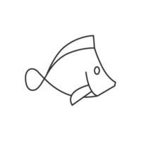 fisk ikon i tunn översikt stil vektor