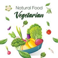 posta mall för vegetarian eller organisk produkt vektor