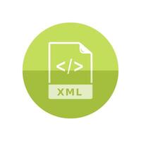 xml fil formatera ikon i platt Färg cirkel stil. dator programvara webb design utveckling vektor