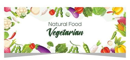 gesund Vegetarier Essen Banner Vorlage Design vektor