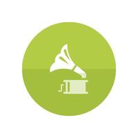 grammofon ikon i platt Färg cirkel stil. musik instrument spelare lyssna nostalgi vektor