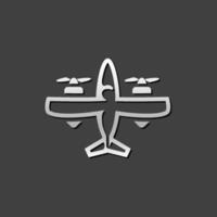 årgång flygplan ikon i metallisk grå Färg stil. dubbel- propeller bombplan vektor